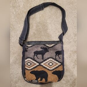 Stylish Black and Brown Animal Print Messenger Bag
